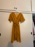 BTFBM Mustard Yellow Flowy Layered Summer Dress — Size Small