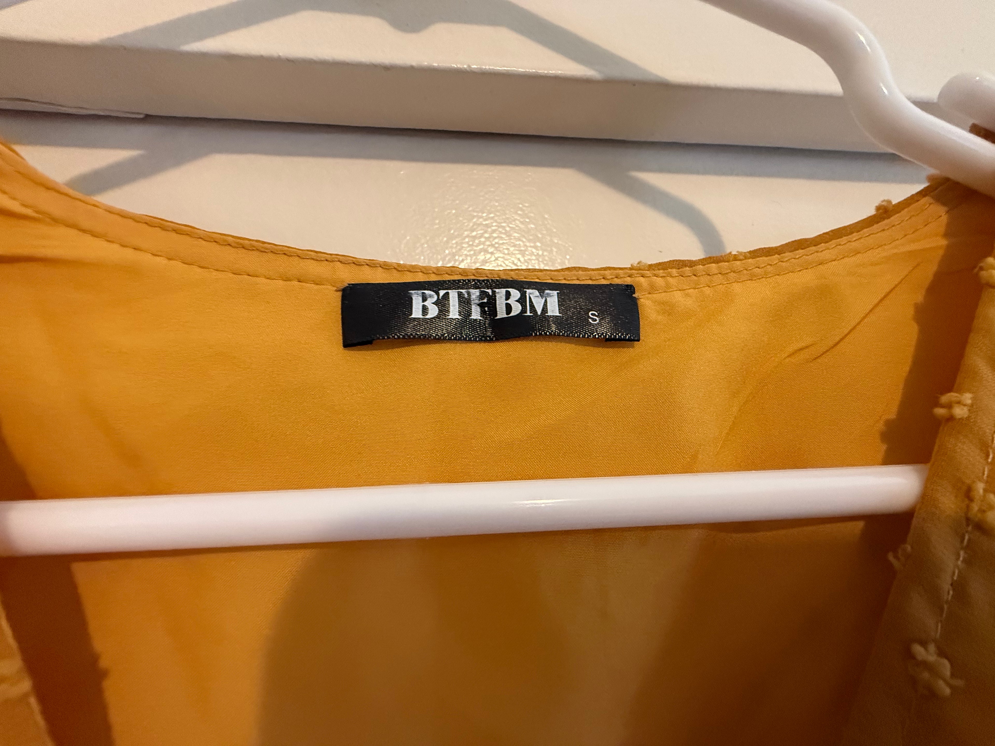 BTFBM Mustard Yellow Flowy Layered Summer Dress — Size Small