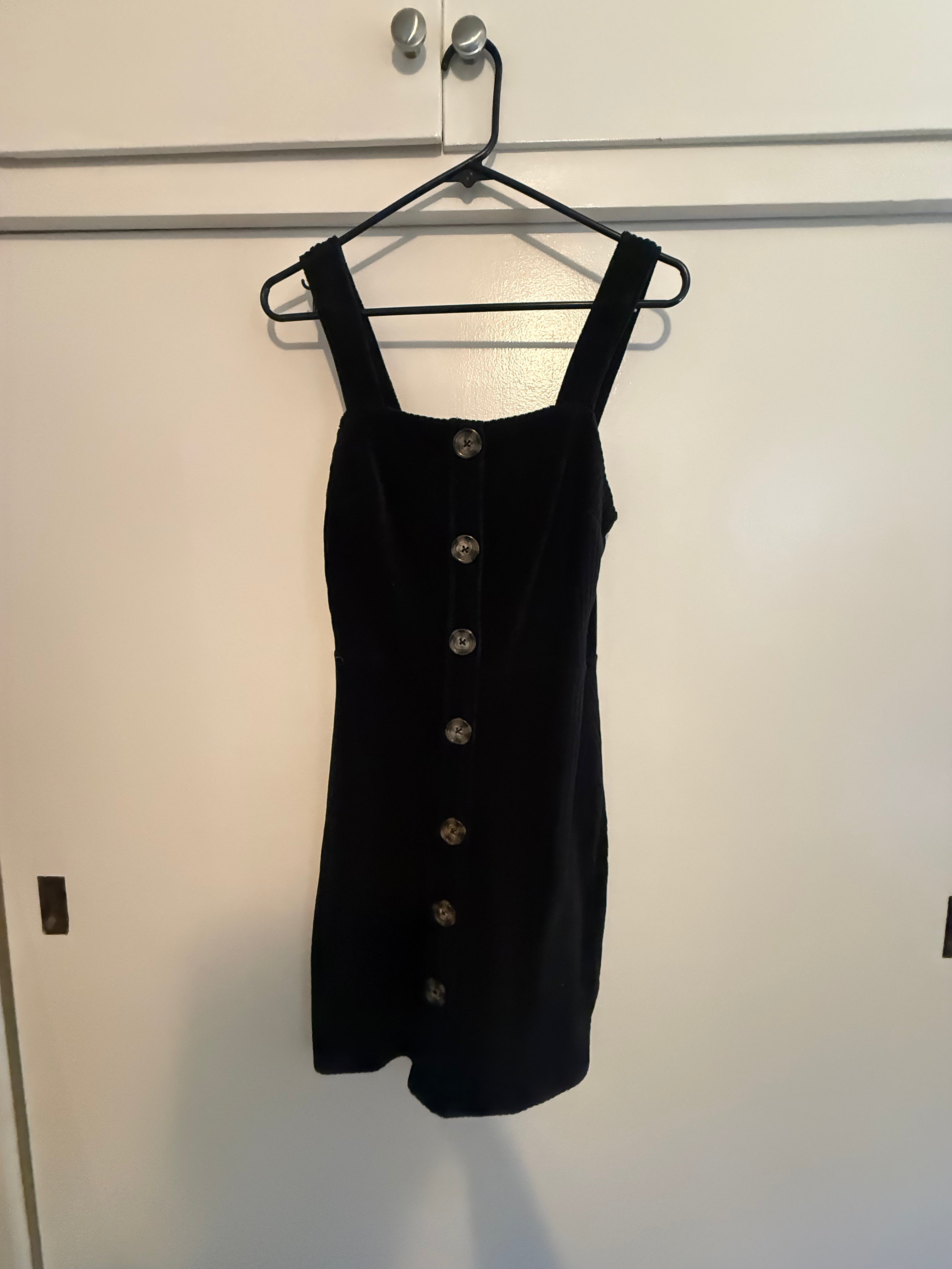 No Boundaries Black Dress with Brown Buttons — Size Small