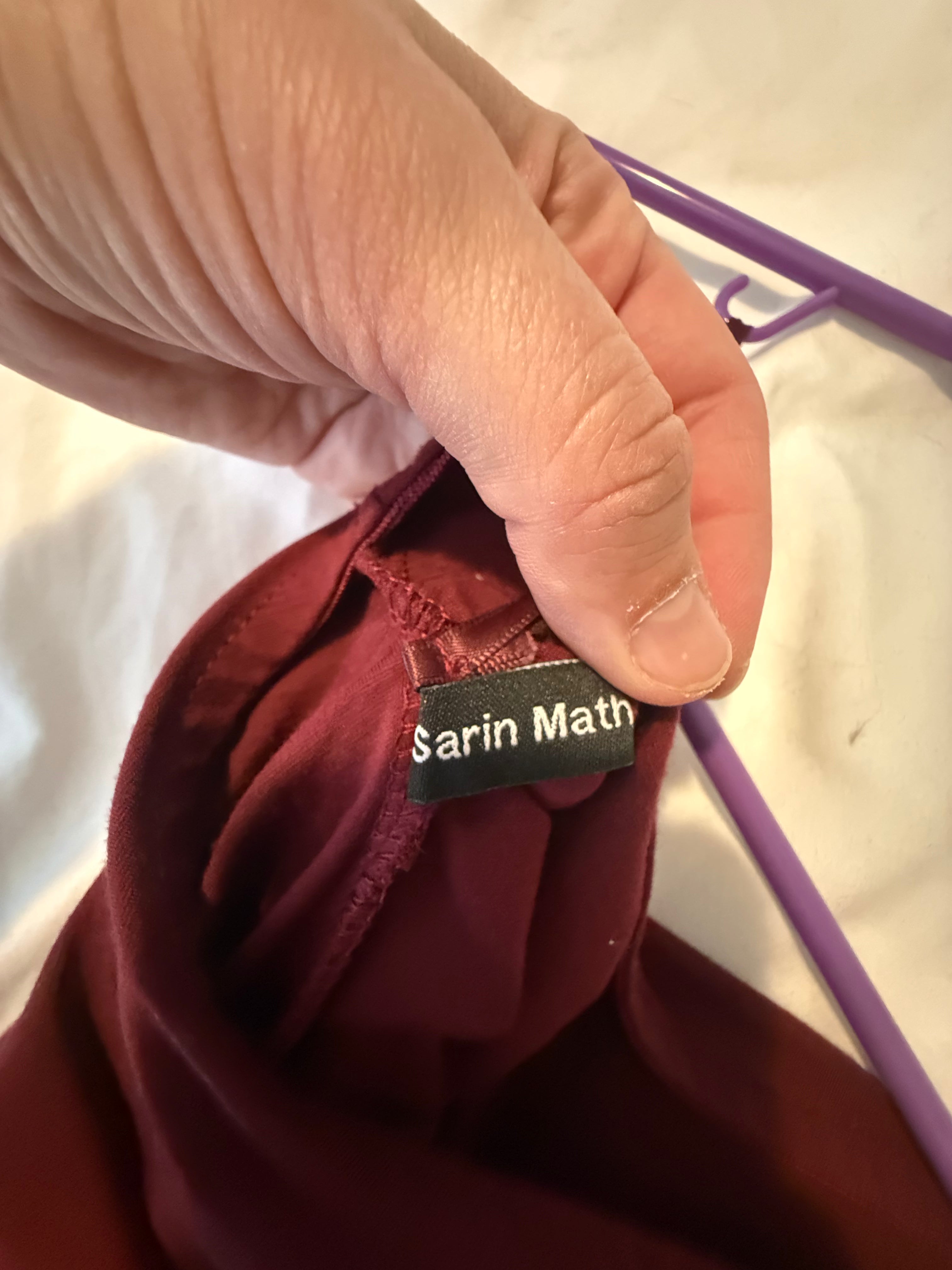 Sarin Math Cabernet Red One-Shoulder Dress with Leg Slit — Size Small