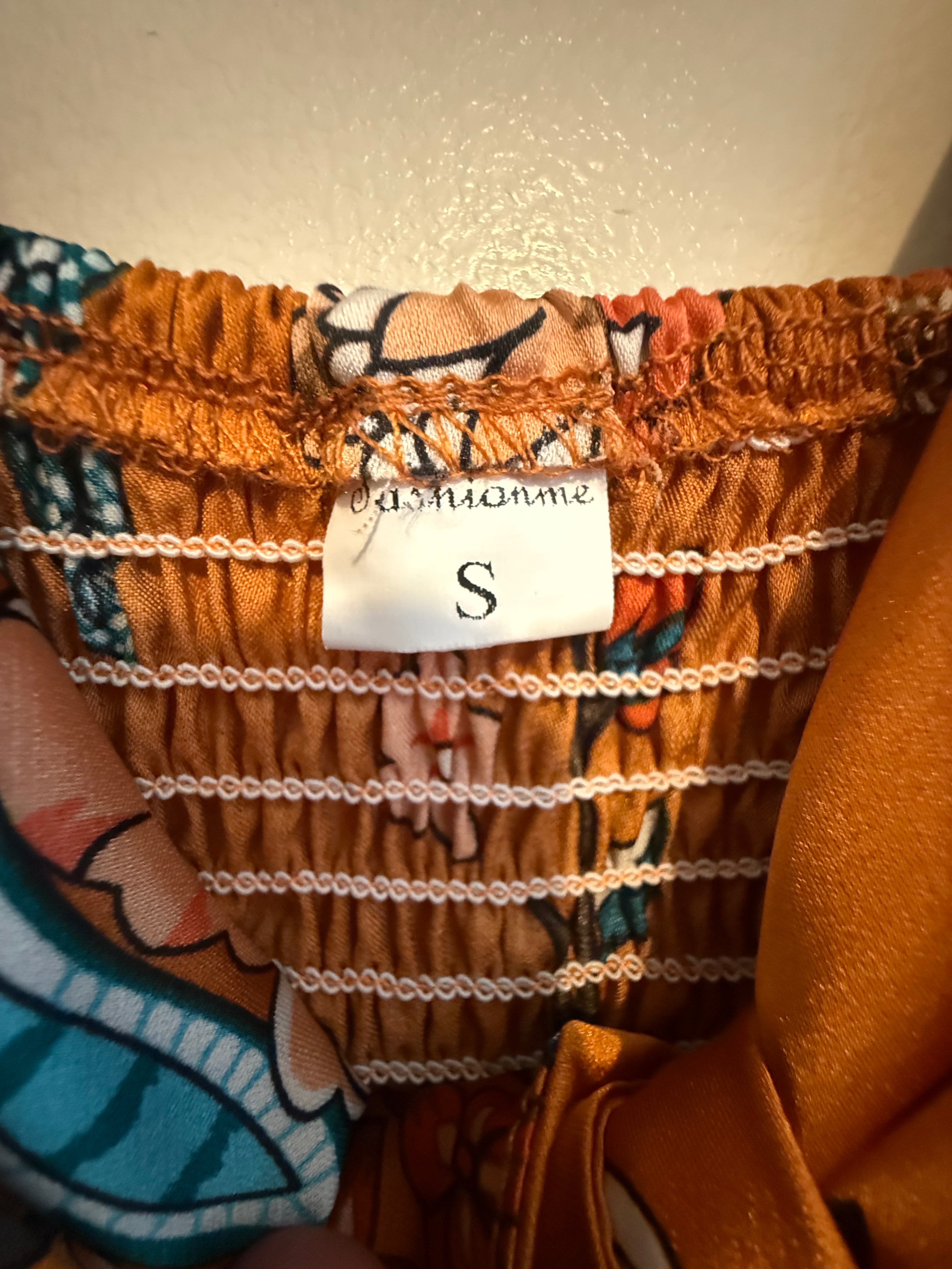 Sashinome Silk Midi Dress with Tie Bust — Size Small
